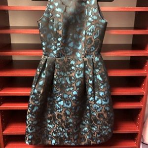 Carmen Marc Valvo blue and teal print dress